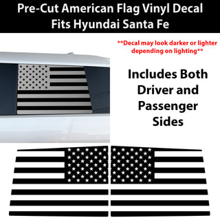Fits Hyundai Santa Fe 2024-2026 Quarter Window American Flag Vinyl Decal Stickers - Bogar Tech Designs