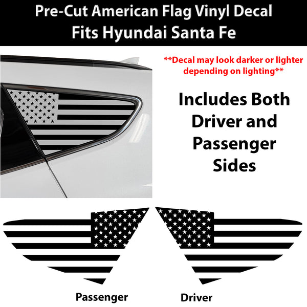 Fits Hyundai Santa Fe Sport 2013-2018 Quarter Window American Flag Vinyl Decal Stickers - Bogar Tech Designs