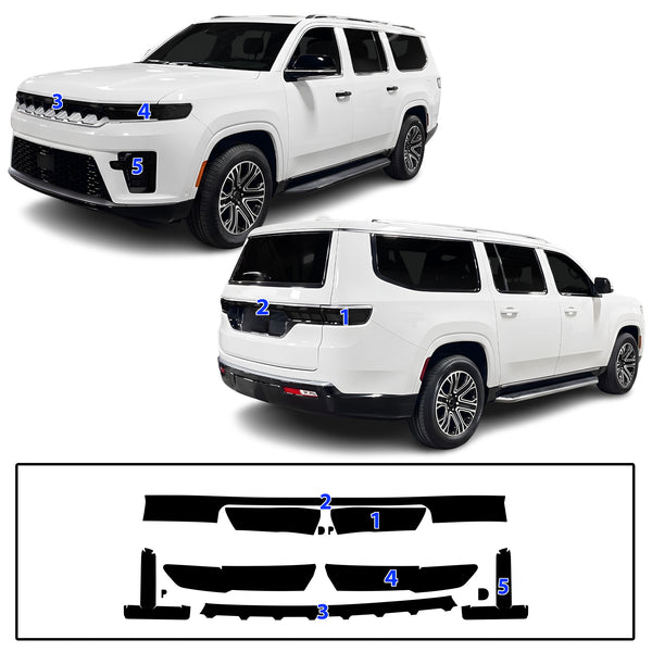Fits Jeep Grand Wagoneer L 2026-2027 Full Headlight Taillight Precut Smoked PPF Tint Kit Film Overlay  - Bogar Tech Designs