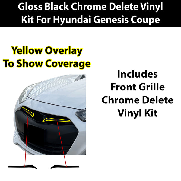 Fits Hyundai Genesis Coupe 2013-2016 Vinyl Chrome Delete Grille Blackout Decal Stickers Overlay Film - Bogar Tech Designs