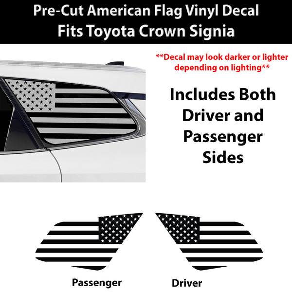 Fits Toyota Crown Signia 2025-2027 Quarter Window American Flag Vinyl Decal Stickers - Bogar Tech Designs