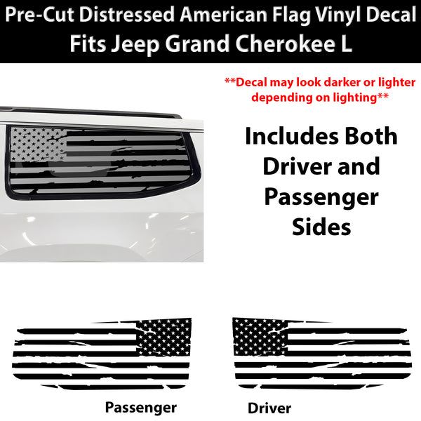 Fits Jeep Grand Wagoneer L 2022-2027 Quarter Window American Flag Vinyl Decal Stickers - Bogar Tech Designs