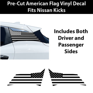 Fits Nissan Kicks 2025-2027 Quarter Window American Flag Vinyl Decal Stickers - Bogar Tech Designs
