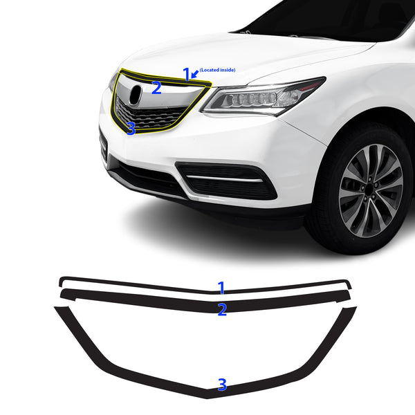 Fits Acura MDX 2014-2016 Vinyl Chrome Delete Grille Blackout Decal Stickers Overlay Film - Bogar Tech Designs
