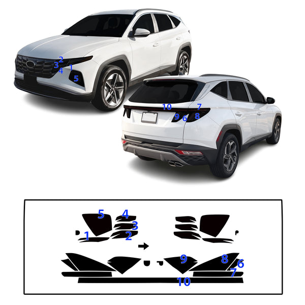 Fits Hyundai Tucson 2025-2026 Full Headlight Taillight Precut Smoked PPF Tint Kit Film Overlay  - Bogar Tech Designs