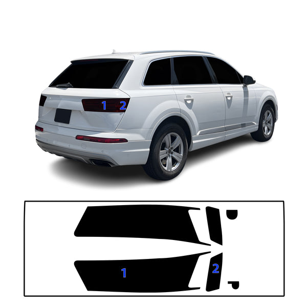 Fits Audi Q7 2017-2019 Full Headlight Taillight Precut Smoked PPF Tint Kit Film Overlay  - Bogar Tech Designs