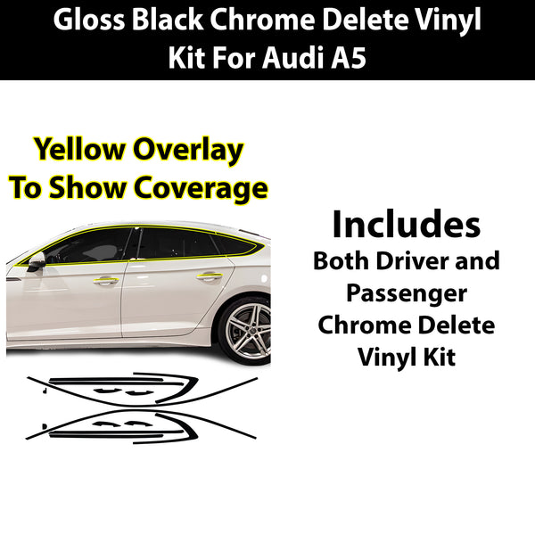 Fits Audi A5 Sportback 2018-2024 Vinyl Chrome Delete Grille Blackout Decal Stickers Overlay Film - Bogar Tech Designs