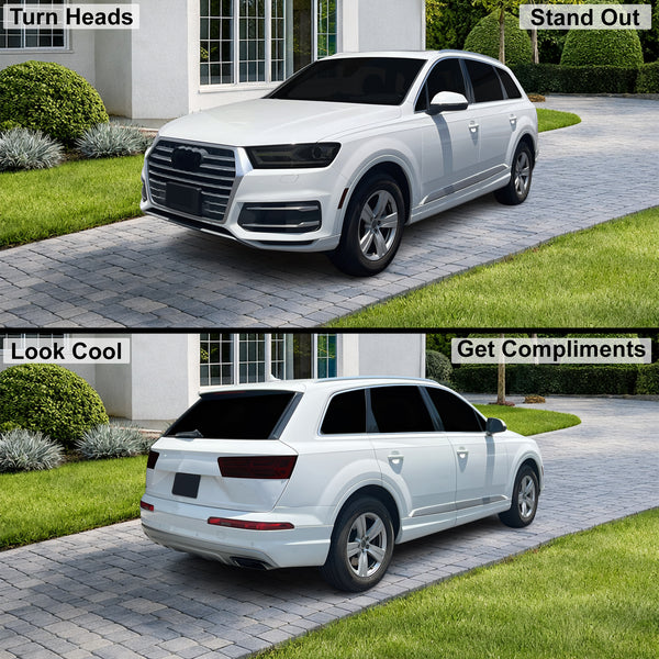 Fits Audi Q7 2017-2019 Full Headlight Taillight Precut Smoked PPF Tint Kit Film Overlay  - Bogar Tech Designs