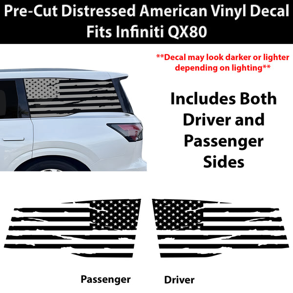 Fits Infiniti QX80 2025-2027 Quarter Window American Flag Vinyl Decal Stickers - Bogar Tech Designs