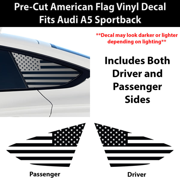 Fits Audi A5 Sportback 2018-2024 Quarter Window American Flag Vinyl Decal Stickers - Bogar Tech Designs
