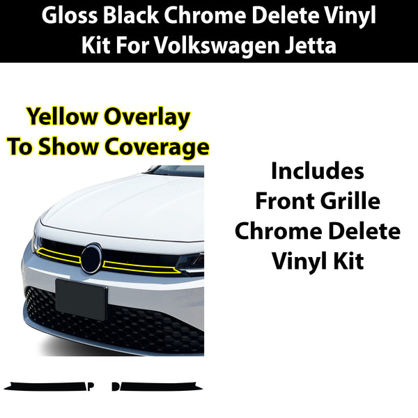 Fits Volkswagen Jetta 2025-2026 Vinyl Chrome Delete Grille Blackout Decal Stickers Overlay Film - Bogar Tech Designs