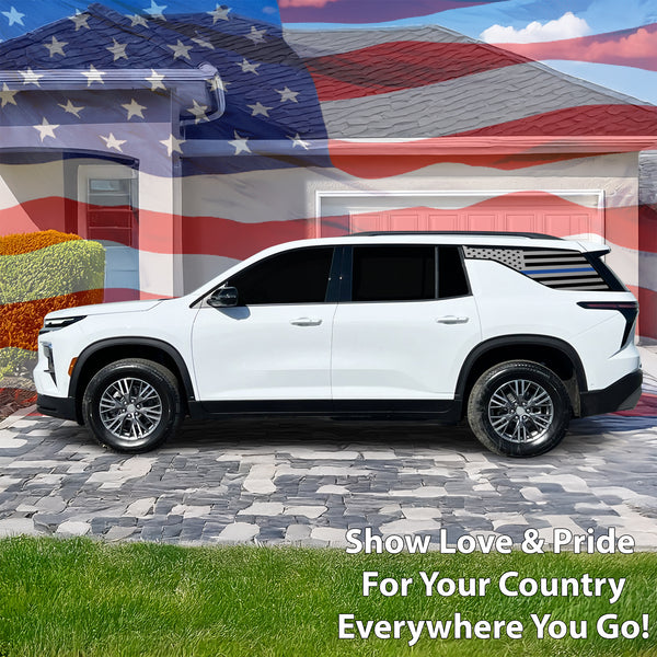 Fits Chevrolet Traverse 2024-2026 Quarter Window American Flag Vinyl Decal Stickers - Bogar Tech Designs