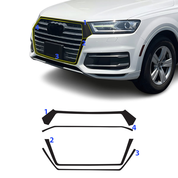 Fits Audi Q7 2017-2019 Vinyl Chrome Delete Grille Blackout Decal Stickers Overlay Film - Bogar Tech Designs