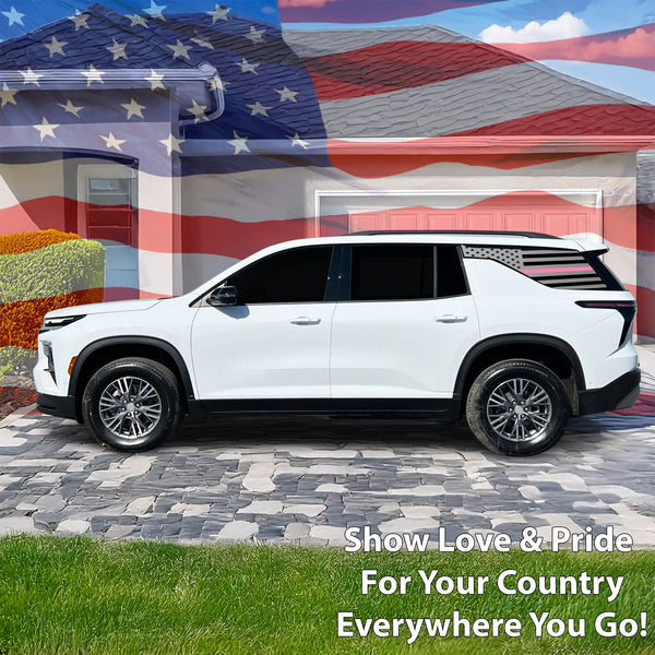 Fits Chevrolet Traverse 2024-2026 Quarter Window American Flag Vinyl Decal Stickers - Bogar Tech Designs