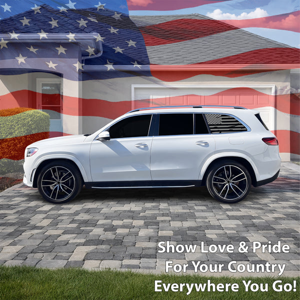 Fits Mercedes-Benz GLS 2024-2026 Quarter Window American Flag Vinyl Decal Stickers - Bogar Tech Designs