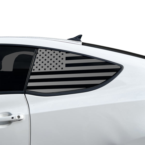 American Flag Quarter Window Decal for Hyundai Genesis Coupe 2010-2016 – Precut Matte Black Vinyl