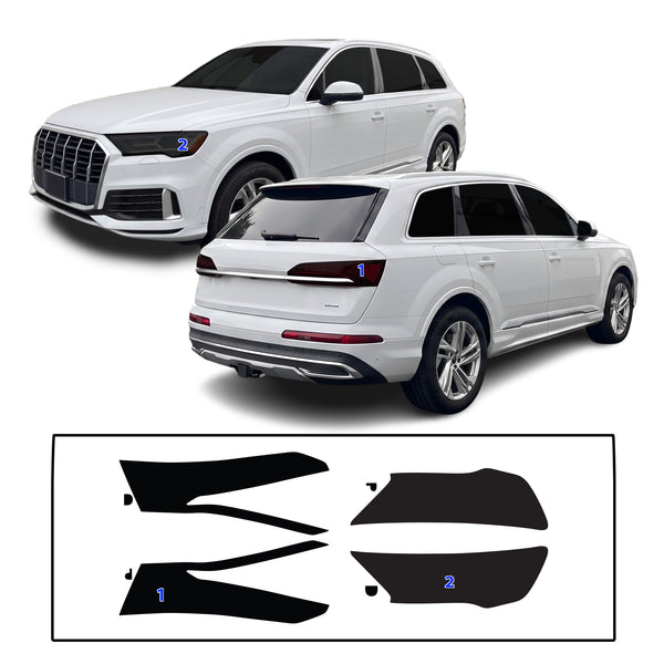 Fits Audi Q7 2020-2024 Full Headlight Taillight Precut Smoked PPF Tint Kit Film Overlay  - Bogar Tech Designs