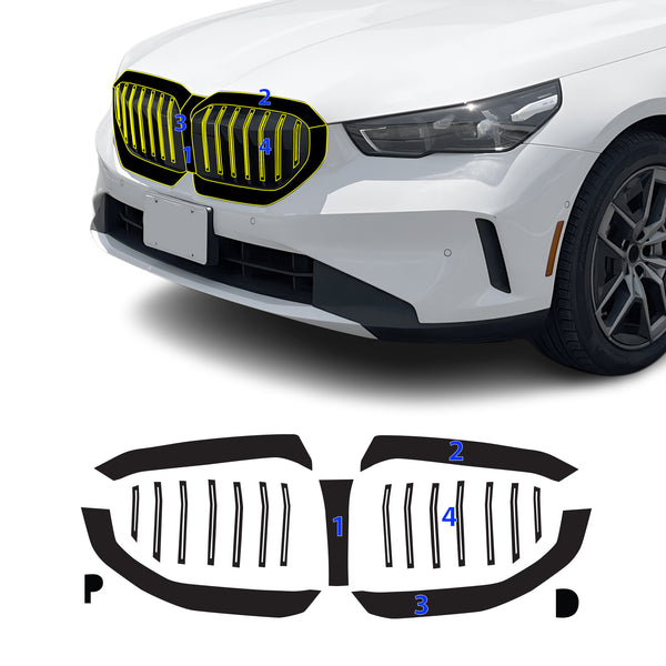 Fits BMW 5 Series 2024-2027 Vinyl Chrome Delete Grille Blackout Decal Stickers Overlay Film - Bogar Tech Designs