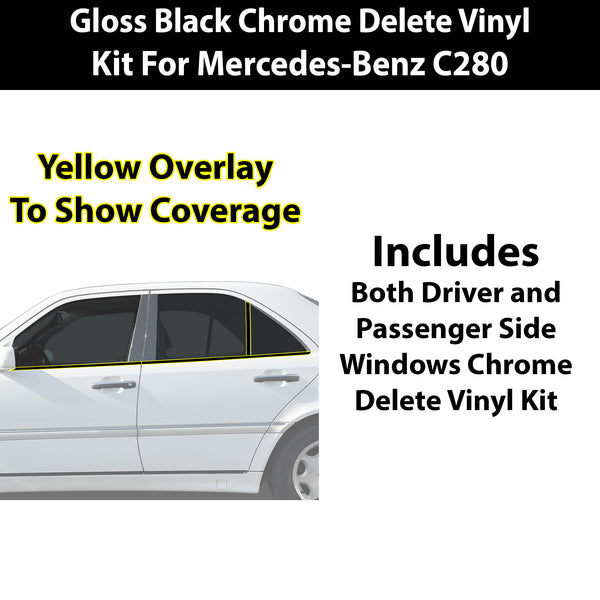 Fits Mercedes-Benz C280 1994-2000 Vinyl Chrome Delete Grille Blackout Decal Stickers Overlay Film - Bogar Tech Designs