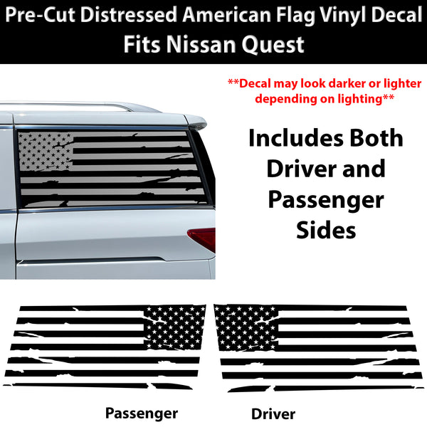 Fits Nissan Quest 2011-2017 Quarter Window American Flag Vinyl Decal Stickers - Bogar Tech Designs