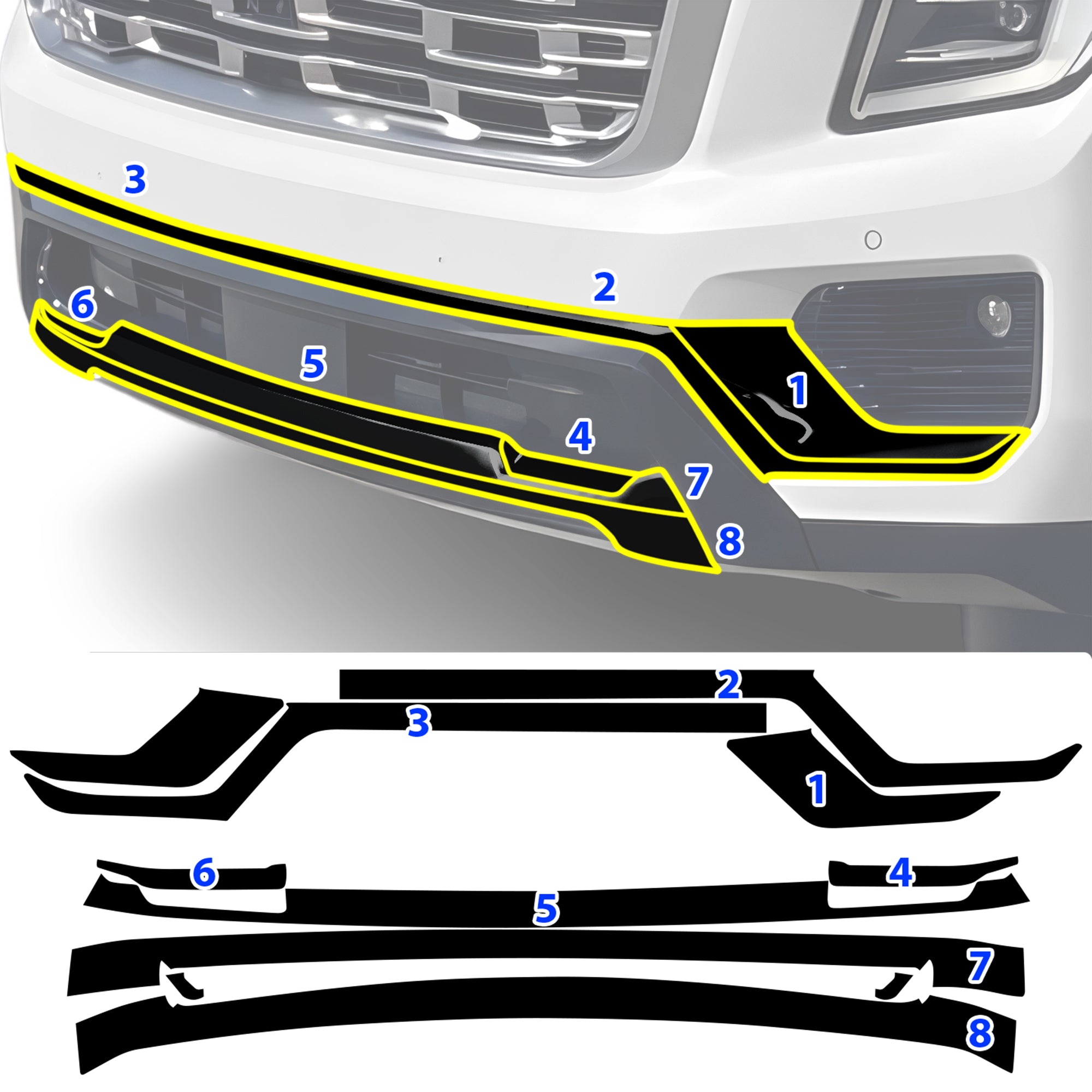 Fits GMC Yukon XL 2025-2026 Vinyl Chrome Delete Grille Blackout Decal Stickers Overlay Film - Bogar Tech Designs