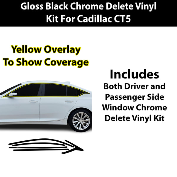 Fits Cadillac CT5 2020-2026 Vinyl Chrome Delete Side Window Trim - Description
