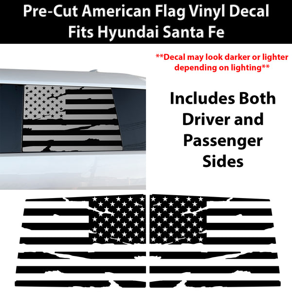 Fits Hyundai Santa Fe 2024-2026 Quarter Window American Flag Vinyl Decal Stickers - Bogar Tech Designs