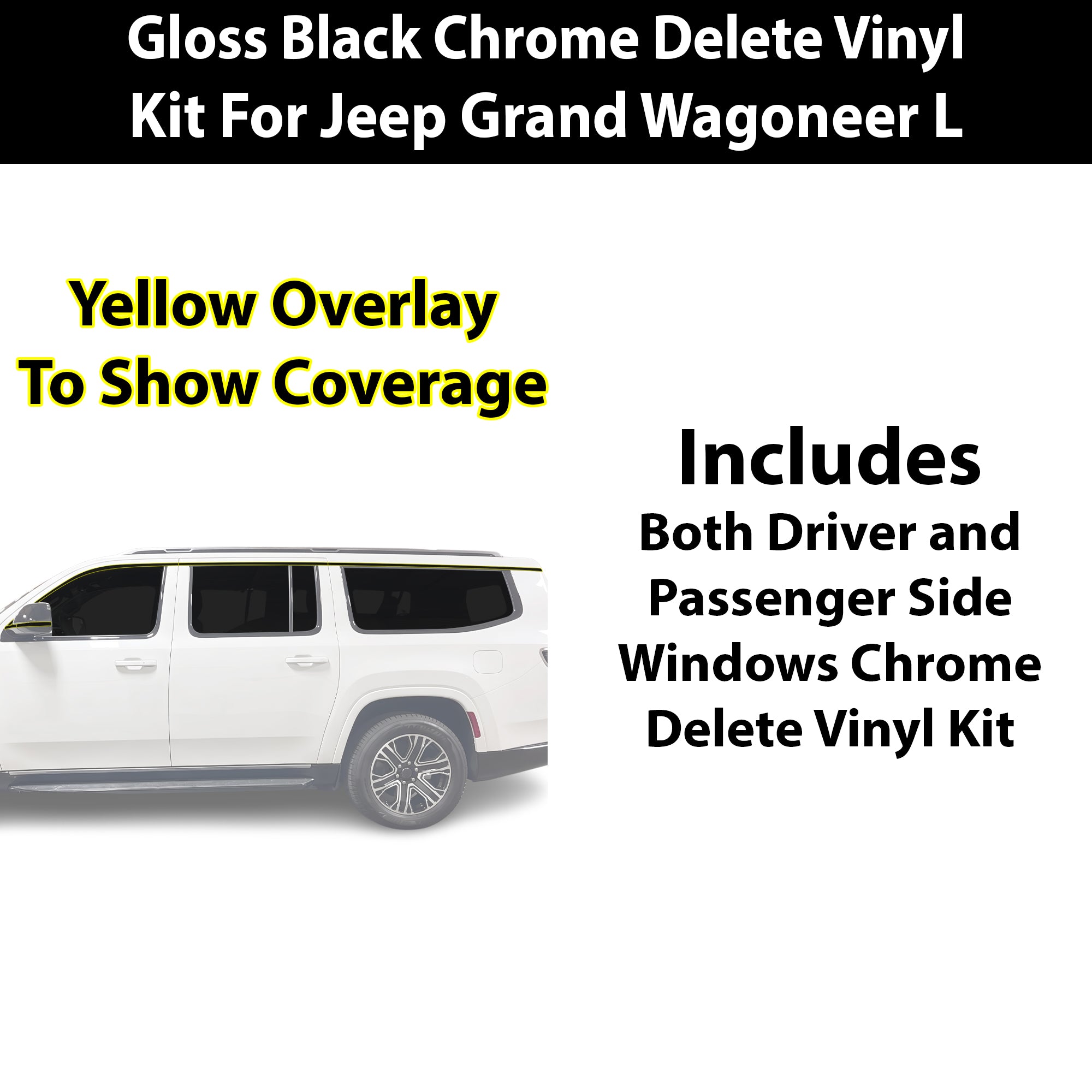 Fits Jeep Grand Wagoneer L 2026-2027 Vinyl Chrome Delete Grille Blackout Decal Stickers Overlay Film - Bogar Tech Designs