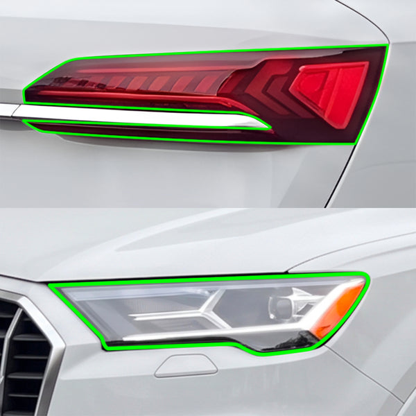 Fits Audi Q7 2020-2024 Full Headlight Taillight Precut Smoked PPF Tint Kit Film Overlay  - Bogar Tech Designs