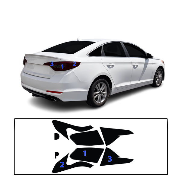 Fits Hyundai Sonata 2015-2017 Full Headlight Taillight Precut Smoked PPF Tint Kit Film Overlay  - Bogar Tech Designs