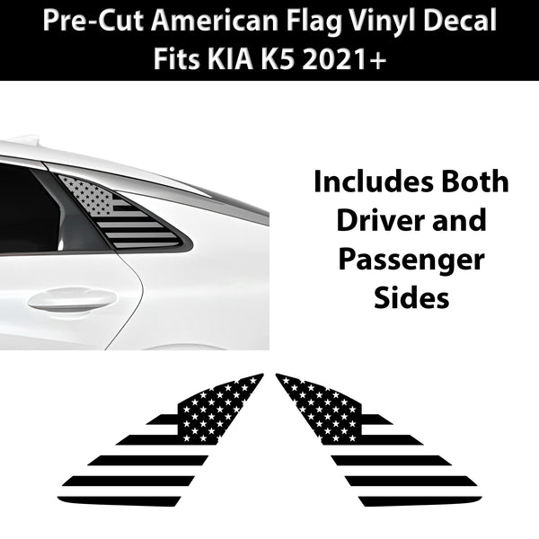Fits Kia K5 2021-2026 Quarter Window American Flag Vinyl Decal Stickers - Bogar Tech Designs