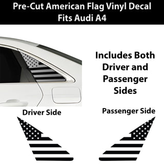 Fits Audi A4 2020-2025 Quarter Window American Flag Vinyl Decal Stickers - Bogar Tech Designs