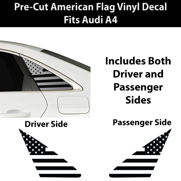 Fits Audi A4 2020-2025 Quarter Window American Flag Vinyl Decal Stickers - Bogar Tech Designs