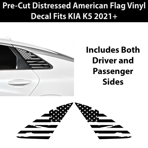 Fits Kia K5 2021-2026 Quarter Window American Flag Vinyl Decal Stickers - Bogar Tech Designs