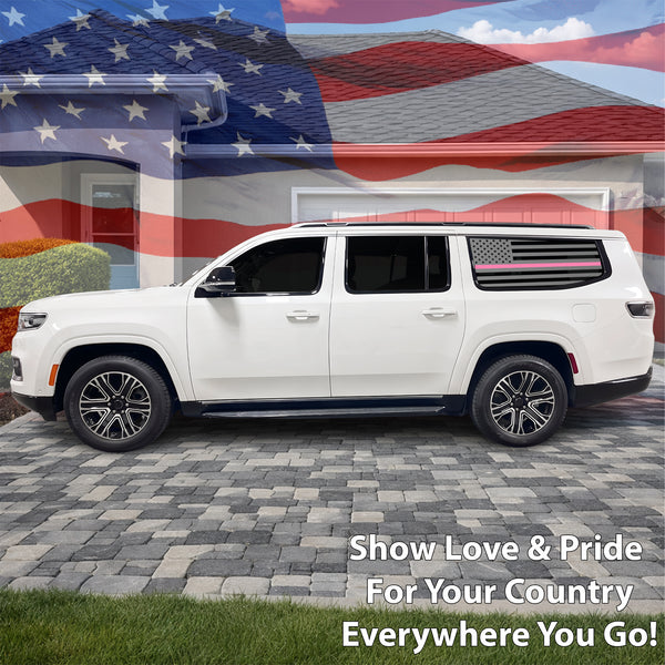 Fits Jeep Grand Wagoneer L 2022-2027 Quarter Window American Flag Vinyl Decal Stickers - Bogar Tech Designs