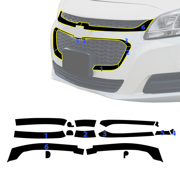 Fits Chevrolet Malibu 2013-2015 Vinyl Chrome Delete Grille Blackout Decal Stickers Overlay Film - Bogar Tech Designs