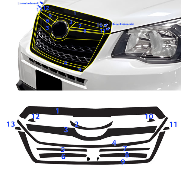 Fits Subaru Forester 2014-2018 Vinyl Chrome Delete Grille Blackout Decal Stickers Overlay Film - Bogar Tech Designs