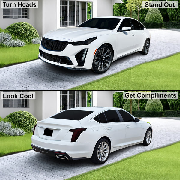 Fits Cadillac CT5 2020-2024 Full Headlight Taillight Precut Smoked PPF Tint Kit Film Overlay  - Bogar Tech Designs