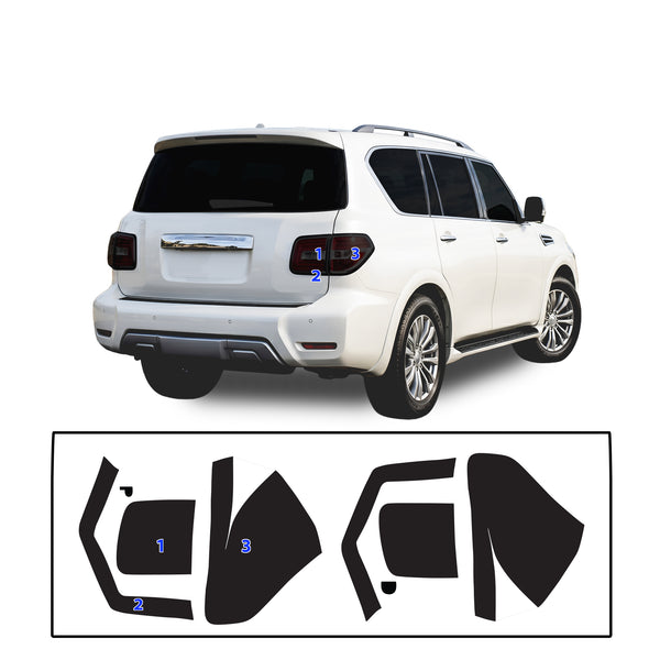 Fits Nissan Armada 2017-2020 Full Headlight Taillight Precut Smoked PPF Tint Kit Film Overlay  - Bogar Tech Designs