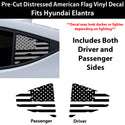 Fits Hyundai Elantra 2017-2018 Quarter Window American Flag Vinyl Decal Stickers - Bogar Tech Designs