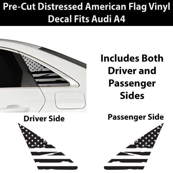 Fits Audi A4 2020-2025 Quarter Window American Flag Vinyl Decal Stickers - Bogar Tech Designs