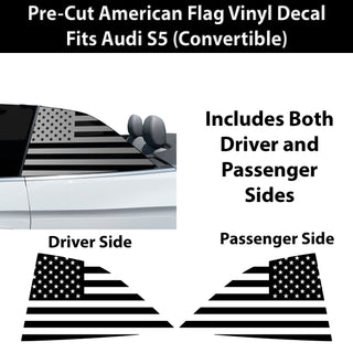 Fits Audi S5 Convertible 2020-2024 Quarter Window American Flag Vinyl Decal Stickers - Bogar Tech Designs
