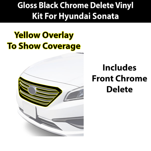 Fits Hyundai Sonata 2015-2017 Vinyl Chrome Delete Grille Blackout Decal Stickers Overlay Film - Bogar Tech Designs