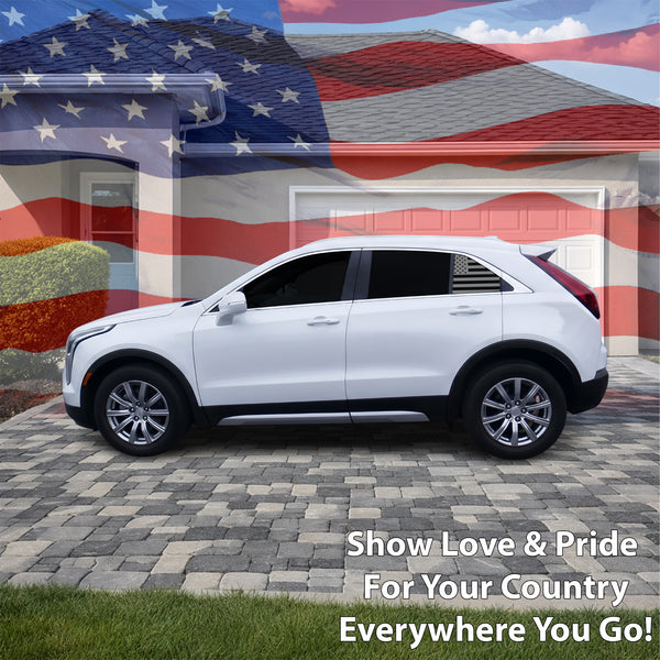 Fits Cadillac XT4 2019-2023 Quarter Window American Flag Vinyl Decal Stickers - Bogar Tech Designs