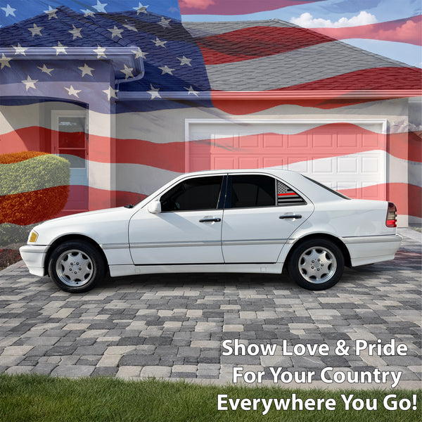 Fits Mercedes-Benz C280 1994-2000 Quarter Window American Flag Vinyl Decal Stickers - Bogar Tech Designs