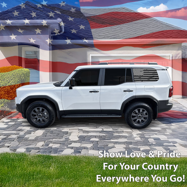 Fits Toyota Land Cruiser 2024-2026 Quarter Window American Flag Vinyl Decal Stickers - Bogar Tech Designs
