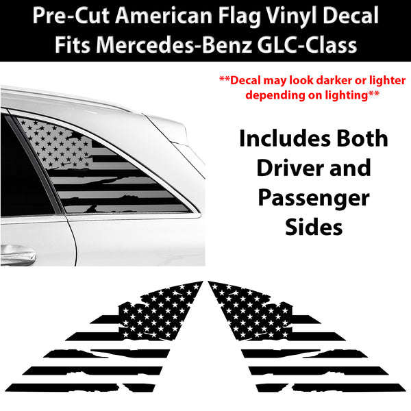 Fits Mercedes-Benz GLC-Class 2016-2022 Quarter Window American Flag Vinyl Decal Stickers - Bogar Tech Designs