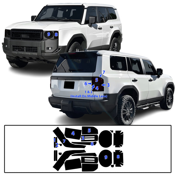 Fits Toyota Land Cruiser 2024-2026 Full Headlight Taillight Precut Smoked PPF Tint Kit Film Overlay  - Bogar Tech Designs
