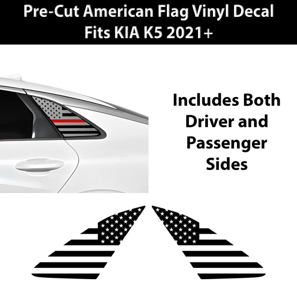 Fits Kia K5 2021-2026 Quarter Window American Flag Vinyl Decal Stickers - Bogar Tech Designs