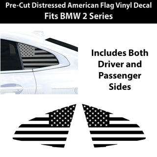 Fits BMW 2 Series 2020-2024 Quarter Window American Flag Vinyl Decal Stickers - Bogar Tech Designs